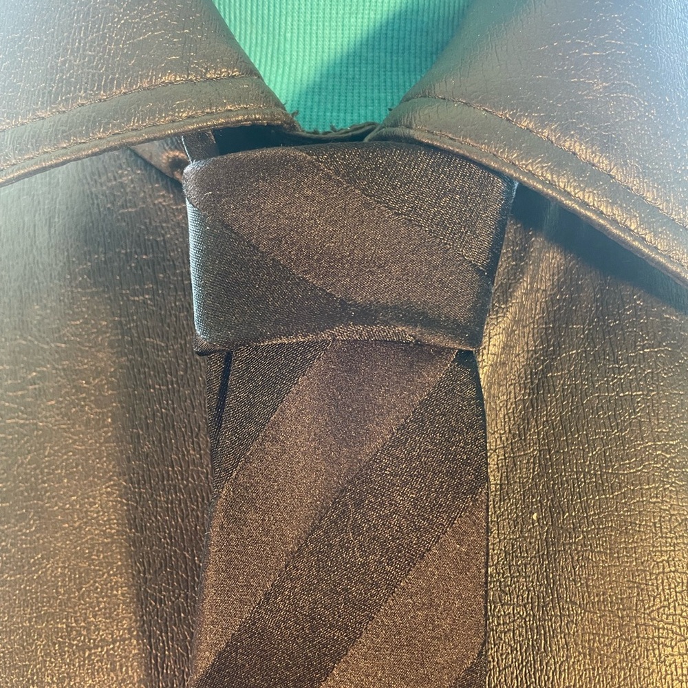 BRIONI Solid Black Self Satin Stripes 3.6" silk handmade neck tie